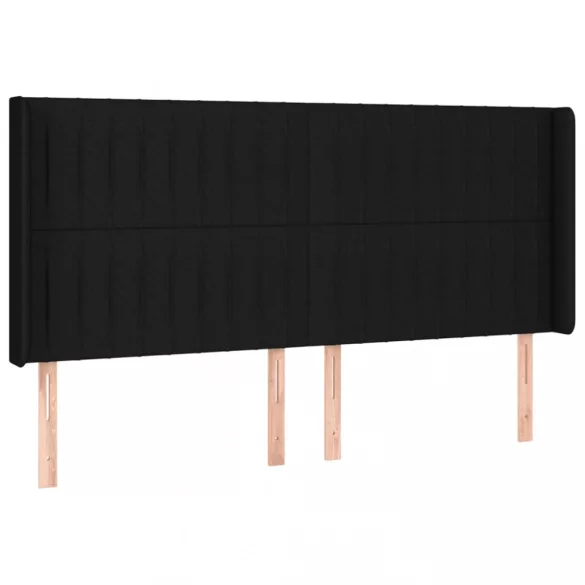fekete szövet rugós és LED-es ágy matraccal 160x200 cm