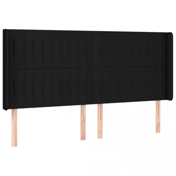 fekete szövet rugós és LED-es ágy matraccal 200x200 cm