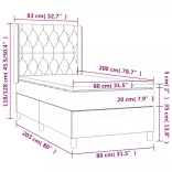 sötétszürke szövet rugós és LED-es ágy matraccal 80 x 200 cm