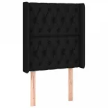 fekete szövet rugós és LED-es ágy matraccal 80 x 200 cm