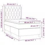 fekete szövet rugós és LED-es ágy matraccal 80 x 200 cm
