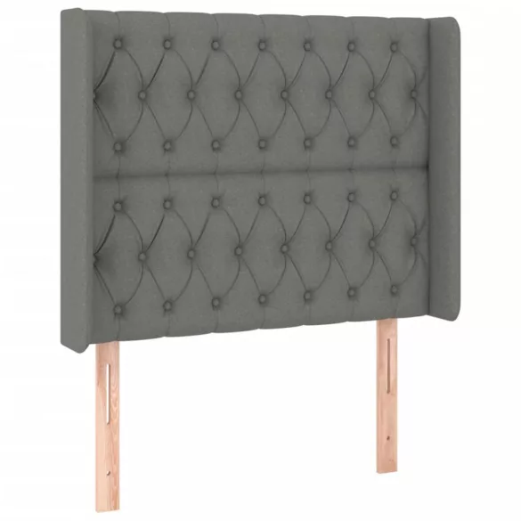 sötétszürke szövet rugós és LED-es ágy matraccal 90x190 cm