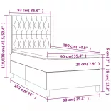 fekete szövet rugós és LED-es ágy matraccal 90x190 cm