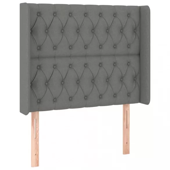 sötétszürke szövet rugós és LED-es ágy matraccal 90x200 cm