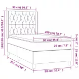 sötétszürke szövet rugós és LED-es ágy matraccal 90x200 cm