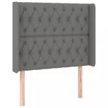 sötétszürke szövet rugós és LED-es ágy matraccal 100x200 cm