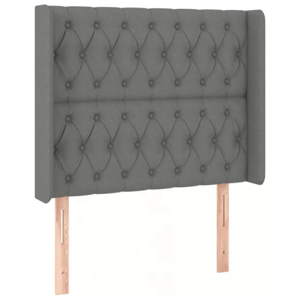 sötétszürke szövet rugós és LED-es ágy matraccal 100x200 cm