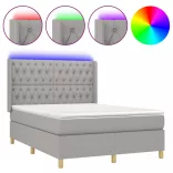 sötétszürke szövet rugós és LED-es ágy matraccal 140x190 cm