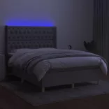 sötétszürke szövet rugós és LED-es ágy matraccal 140x190 cm