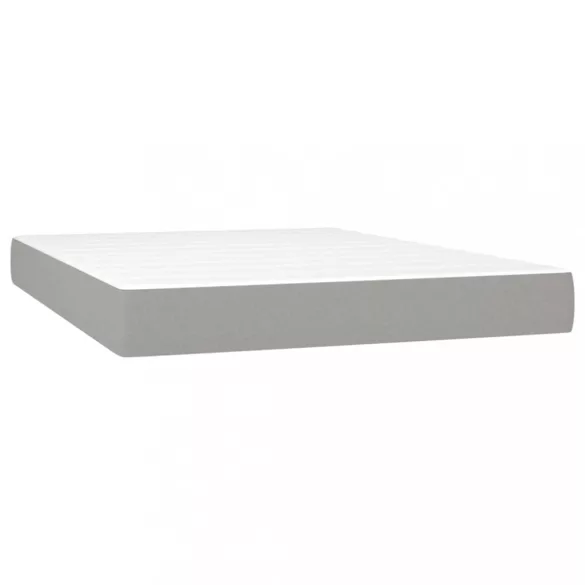sötétszürke szövet rugós és LED-es ágy matraccal 140x190 cm