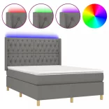 sötétszürke szövet rugós és LED-es ágy matraccal 140x190 cm