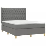 sötétszürke szövet rugós és LED-es ágy matraccal 140x190 cm
