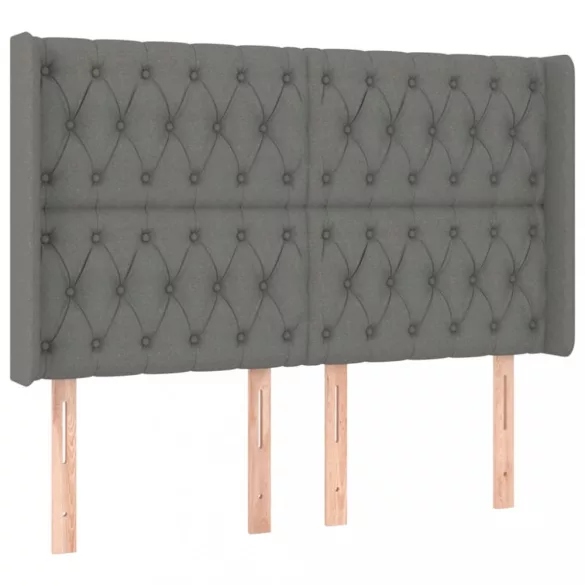sötétszürke szövet rugós és LED-es ágy matraccal 140x190 cm