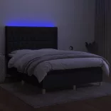 fekete szövet rugós és LED-es ágy matraccal 140x190 cm
