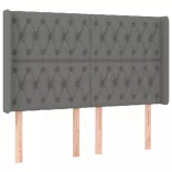 sötétszürke szövet rugós és LED-es ágy matraccal 140x200 cm