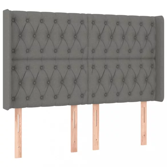 sötétszürke szövet rugós és LED-es ágy matraccal 140x200 cm