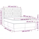 sötétszürke szövet rugós és LED-es ágy matraccal 140x200 cm