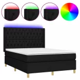 fekete szövet rugós és LED-es ágy matraccal 140x200 cm