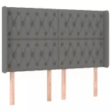 sötétszürke szövet rugós és LED-es ágy matraccal 160x200 cm