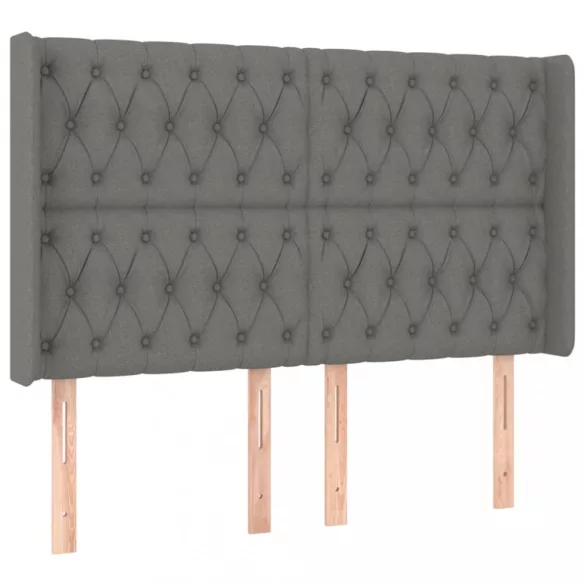 sötétszürke szövet rugós és LED-es ágy matraccal 160x200 cm