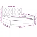 sötétszürke szövet rugós és LED-es ágy matraccal 160x200 cm
