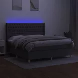 sötétszürke szövet rugós és LED-es ágy matraccal 180 x 200 cm