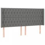 sötétszürke szövet rugós és LED-es ágy matraccal 200x200 cm