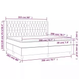 fekete szövet rugós és LED-es ágy matraccal 200x200 cm