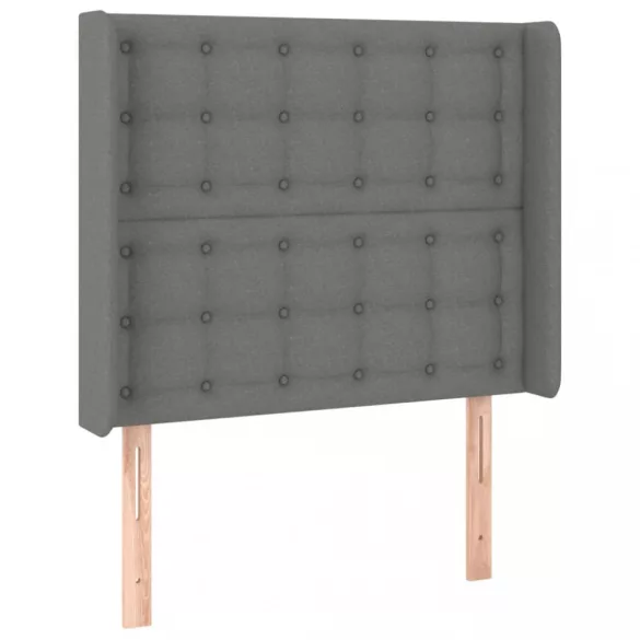 sötétszürke szövet rugós és LED-es ágy matraccal 80 x 200 cm