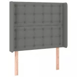 sötétszürke szövet rugós és LED-es ágy matraccal 90x190 cm