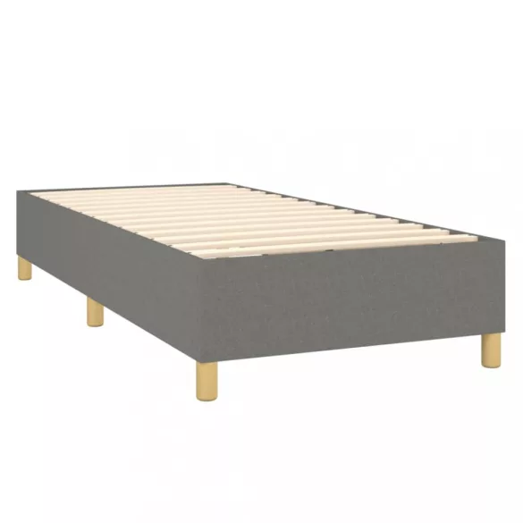 sötétszürke szövet rugós és LED-es ágy matraccal 90x200 cm