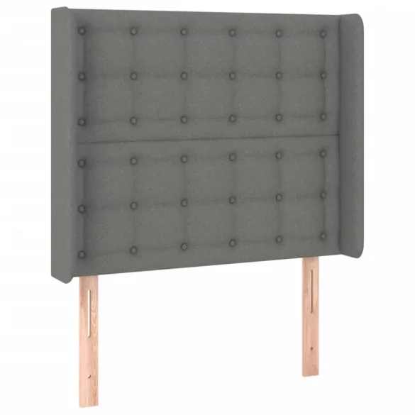 sötétszürke szövet rugós és LED-es ágy matraccal 90x200 cm