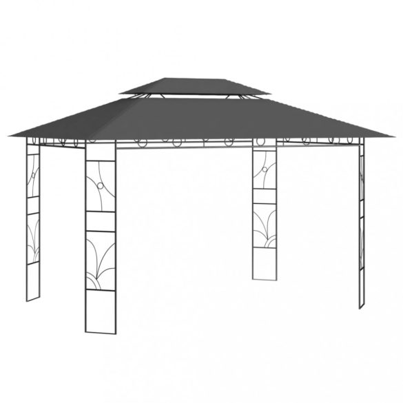 antracitszürke pavilon 4 x 3 x 2,7 m 160 g/m²