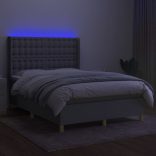 világosszürke szövet rugós és LED-es ágy matraccal 140x190 cm