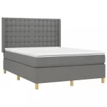 sötétszürke szövet rugós és LED-es ágy matraccal 140x190 cm
