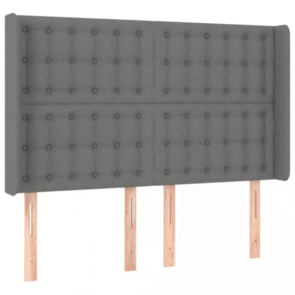 sötétszürke szövet rugós és LED-es ágy matraccal 140x190 cm