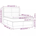 sötétszürke szövet rugós és LED-es ágy matraccal 140x190 cm
