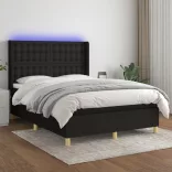 fekete szövet rugós és LED-es ágy matraccal 140x190 cm