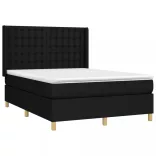 fekete szövet rugós és LED-es ágy matraccal 140x190 cm