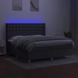 sötétszürke szövet rugós és LED-es ágy matraccal 160x200 cm