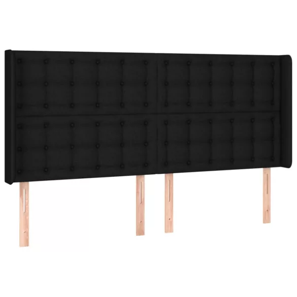 fekete szövet rugós és LED-es ágy matraccal 160x200 cm