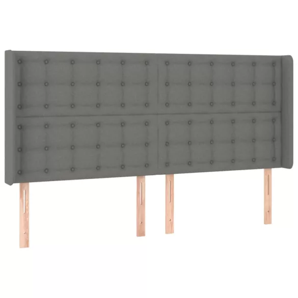 sötétszürke szövet rugós és LED-es ágy matraccal 180 x 200 cm