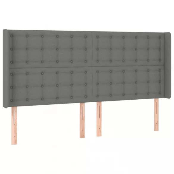 sötétszürke szövet rugós és LED-es ágy matraccal 200x200 cm