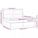 sötétszürke szövet rugós és LED-es ágy matraccal 200x200 cm