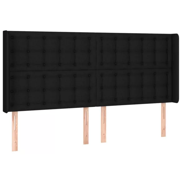 fekete szövet rugós és LED-es ágy matraccal 200x200 cm