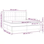 fekete szövet rugós és LED-es ágy matraccal 200x200 cm