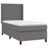 szürke műbőr rugós ágy matraccal és LED-del 90x190 cm