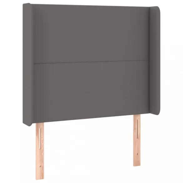 szürke műbőr rugós ágy matraccal és LED-del 90x200 cm