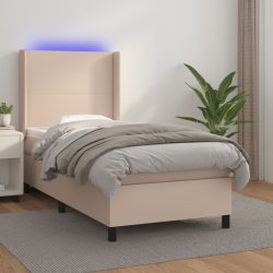   cappuccino színű műbőr rugós ágy matraccal és LED-del 100x200cm