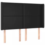 fekete műbőr rugós ágy matraccal és LED-del 140 x 190 cm